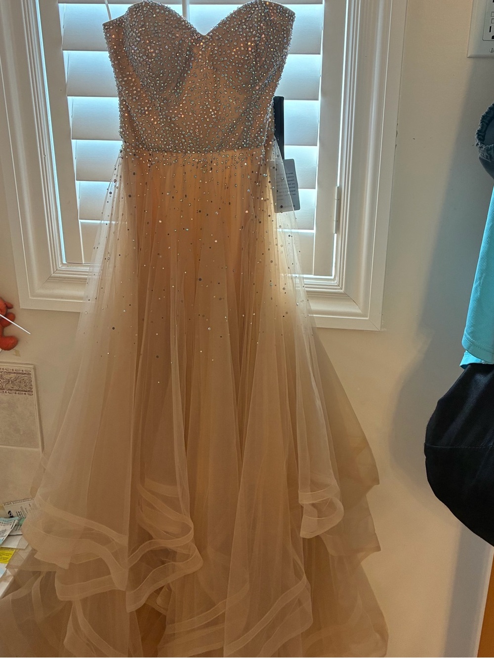 Women Sparkle Tulle Party Dress in Champagne